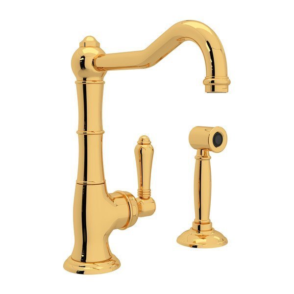 Rohl Cinquanta Single Hole Bar Faucet In Italian Brass With Single A3650/6.5LMWSIB-2